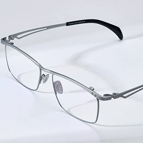FONEX Pure Titanium Glasses Frame Men Square Magnet Clip On Eyeglasses with Polarized and Night Vision Lens (F85759 Silver with Green & Night Vision Lens) - Image 2