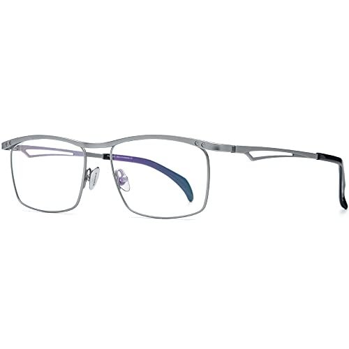 FONEX Pure Titanium Glasses Frame Men Square Magnet Clip On Eyeglasses with Polarized and Night Vision Lens (F85759 Silver with Green & Night Vision Lens) - Image 4