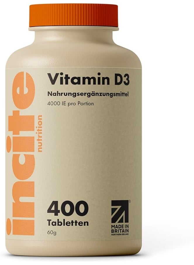 INCITE Vitamin D — 4000 IU  Supports immune system function and helps maintain healthy bones and teeth. Made in the United Kingdom — 400 tablets. - Image 1