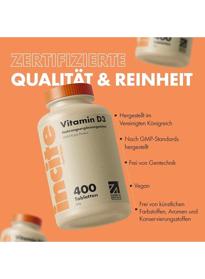 INCITE Vitamin D — 4000 IU  Supports immune system function and helps maintain healthy bones and teeth. Made in the United Kingdom — 400 tablets. - Image 3