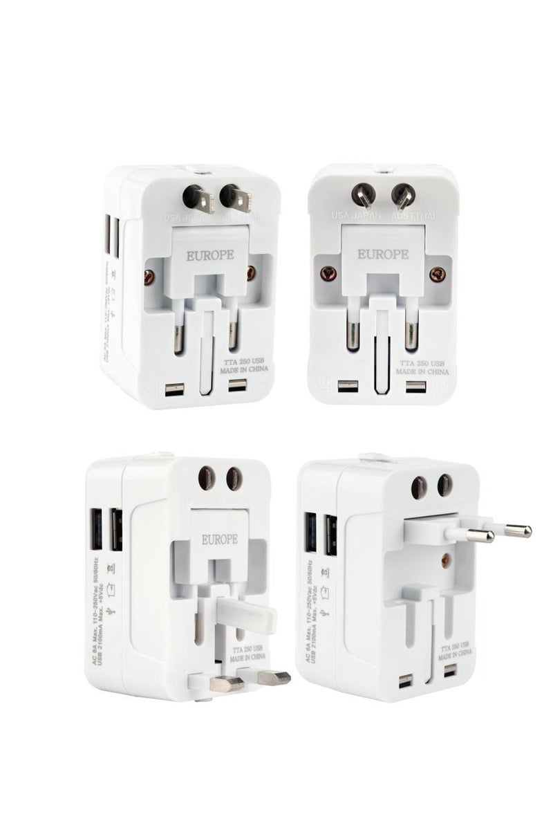 Terminator TTA 250 Universal Socket Travel Adaptor | All-in-One International Plug Converter for UK, EU, US, AU | Compact 250V Travel Charger Adapter - Image 2