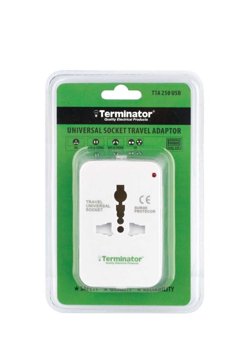 Terminator TTA 250 Universal Socket Travel Adaptor | All-in-One International Plug Converter for UK, EU, US, AU | Compact 250V Travel Charger Adapter - Image 4