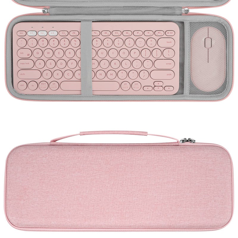 Geekria Hard Shell Travel Carrying Case, Compatible with Logitech K380/k380s Keyboard +M350/M350s Mouse, Pebble 2 Combo, Protective Travel Bag (Pink) - Image 1