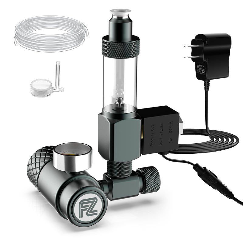 FZONE Aquarium COâ‚‚ Regulator, Aquarium COâ‚‚ System Mini Kit with Diffuser, Upgraded DC Solenoid and Bubble Counter Check Valve, for Establishing COâ‚‚ System in Aquatic Plant Tank - Image 1