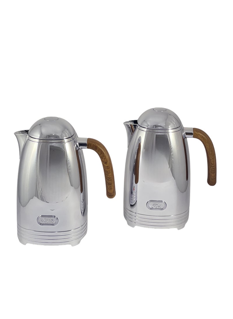 Homemaker Flask Silver 1/1L 2 Pieces Stainless Steel Flask Set – Premium Insulated Flasks for Hot and Cold Beverages | Durable & Leak-Proof Design - Image 1
