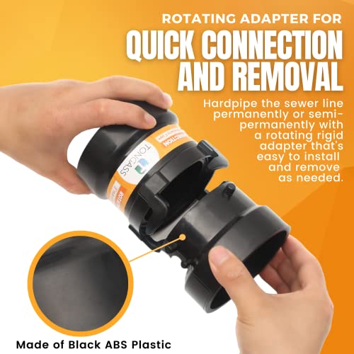 TonGass (Combo Pack) RV Sewer Hose Fitting Adapter to PVC, RV Sewer Connection & Termination Adapter - 3" Hub x Bayonet Hooks with Thread Seal Tape - Image 3