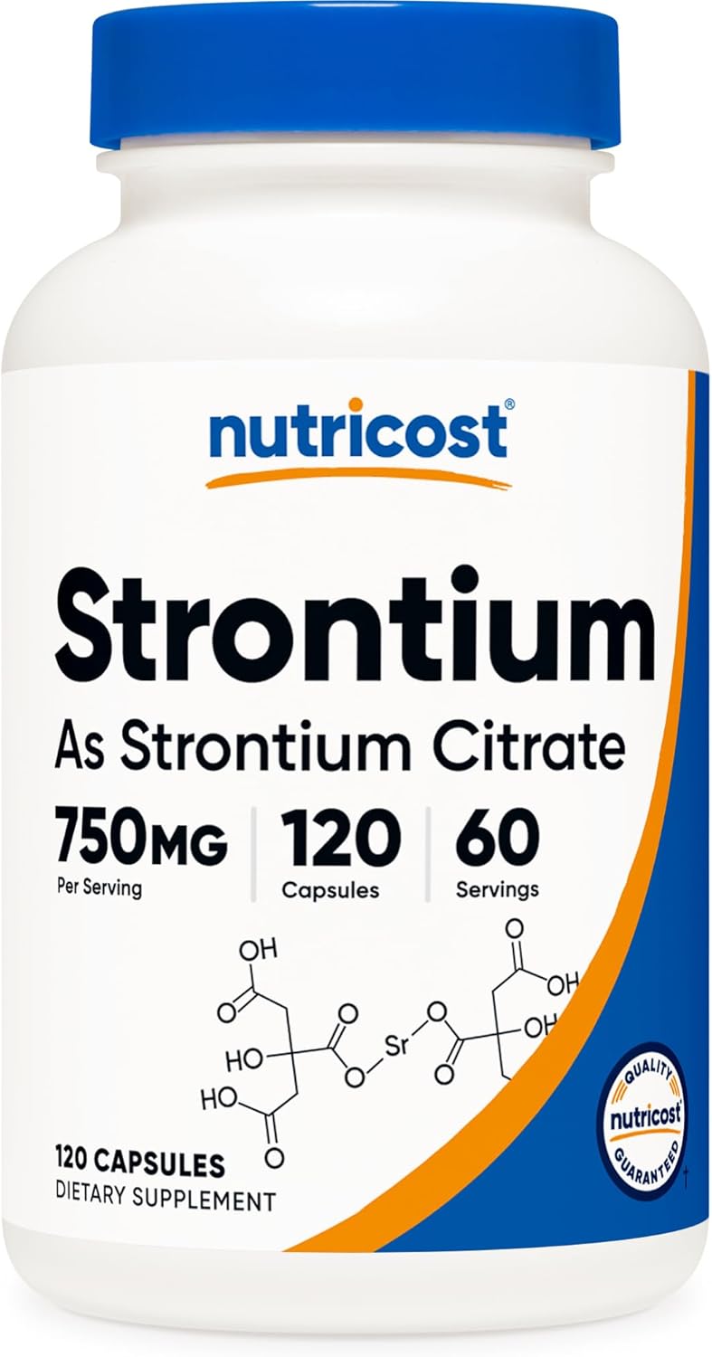 Nutricost Strontium Capsules 750mg 120 Capsules  Vegetarian NonGMO Gluten Free - Image 1