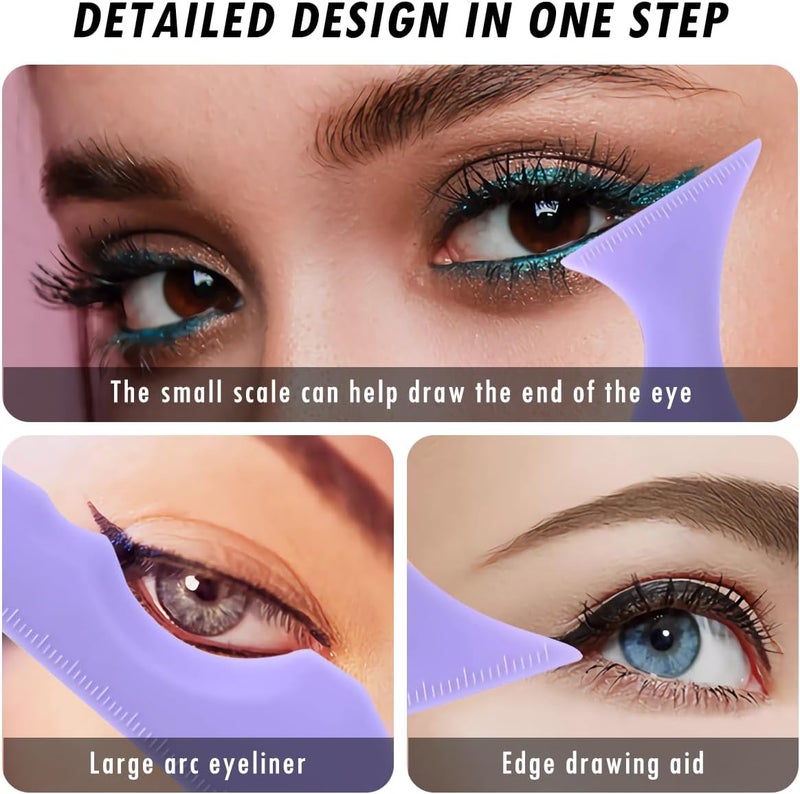 OneNine Reusable Silicone Winged Tip Eyeliner Stencil, Multi-Purpose Makeup Aid for Eyeshadow, Eyelash Shield, Eyebrow Shaping, Jaw Line and Lip Line - Beginner-Friendly Guide - Image 4