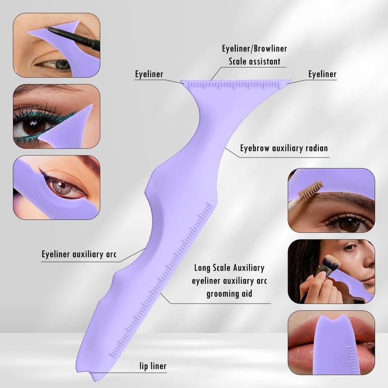 OneNine Reusable Silicone Winged Tip Eyeliner Stencil, Multi-Purpose Makeup Aid for Eyeshadow, Eyelash Shield, Eyebrow Shaping, Jaw Line and Lip Line - Beginner-Friendly Guide - Image 5