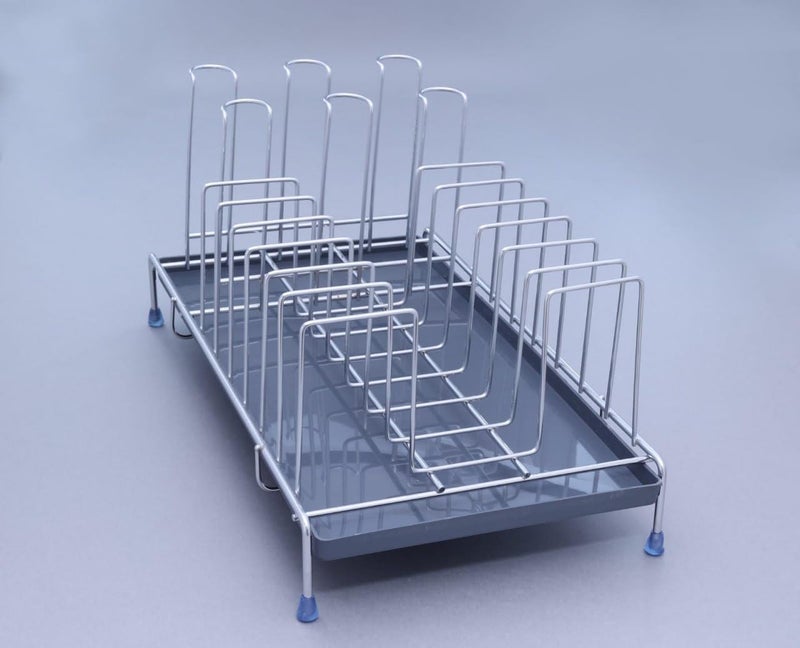 Dhanuom Dish Glass Rack with Tray Stainless Steel Utensil Drying Rack Glass Holder with Detachable Drain Tray AntiSkid Dish Drainer Storage Organizer for Plates and Glasses