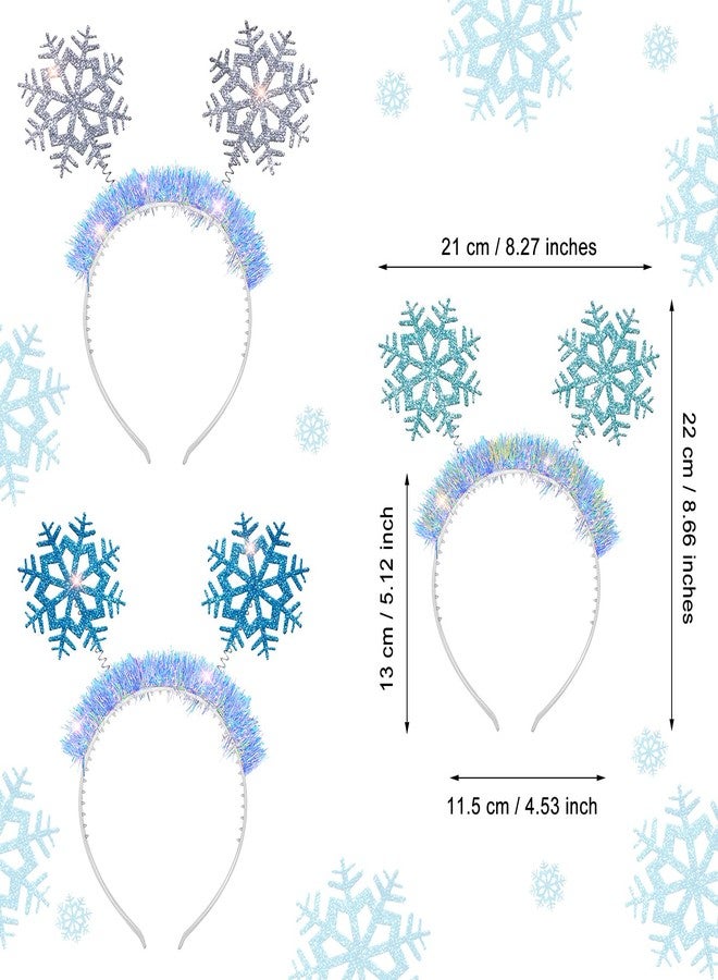 كانلير مجموعة كانلييه المكونة من 6 قطع من عصابات الرأس اللامعة على شكل ندفة ثلجية، إكسسوارات أزياء عيد الميلاد، تيجان ندفة الثلج، حفلات رأس السنة الجديدة ذات الطابع الجليدي (أبيض، أزرق، كحلي) - Image 2