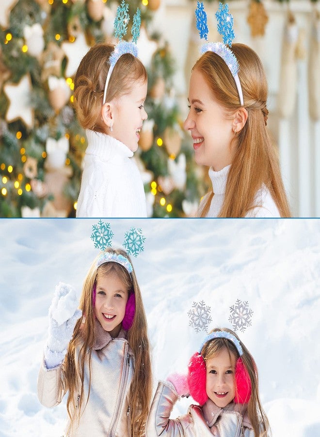 كانلير مجموعة كانلييه المكونة من 6 قطع من عصابات الرأس اللامعة على شكل ندفة ثلجية، إكسسوارات أزياء عيد الميلاد، تيجان ندفة الثلج، حفلات رأس السنة الجديدة ذات الطابع الجليدي (أبيض، أزرق، كحلي) - Image 5