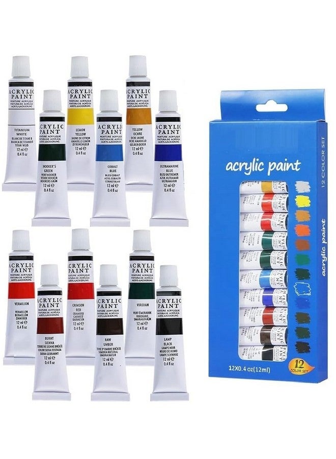 Corslet 12 Pcs Acrylic Paint Tubes Set (12ml Each) Multi Color Non-Toxic for Canvas Painting Artists Kids Adults Posters - Image 1