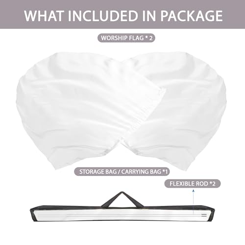 Baisdan 54"x54" Worship Flags for Dance Church, Praise Dance Flags, Silk-like Chiffon Flag with Flexible Rods & Storage Bag, Set of 2, White - Image 5