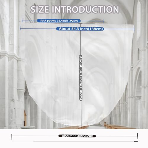 Baisdan 54"x54" Worship Flags for Dance Church, Praise Dance Flags, Silk-like Chiffon Flag with Flexible Rods & Storage Bag, Set of 2, White - Image 2