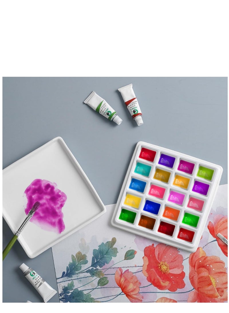 SYOSI 20 Wells Porcelain Paint Palette with Cover Ceramic Palette Mixing Tray for Painting Watercolor Gouache Color Mixing Painting Palette Hobby and Crafts - Image 3