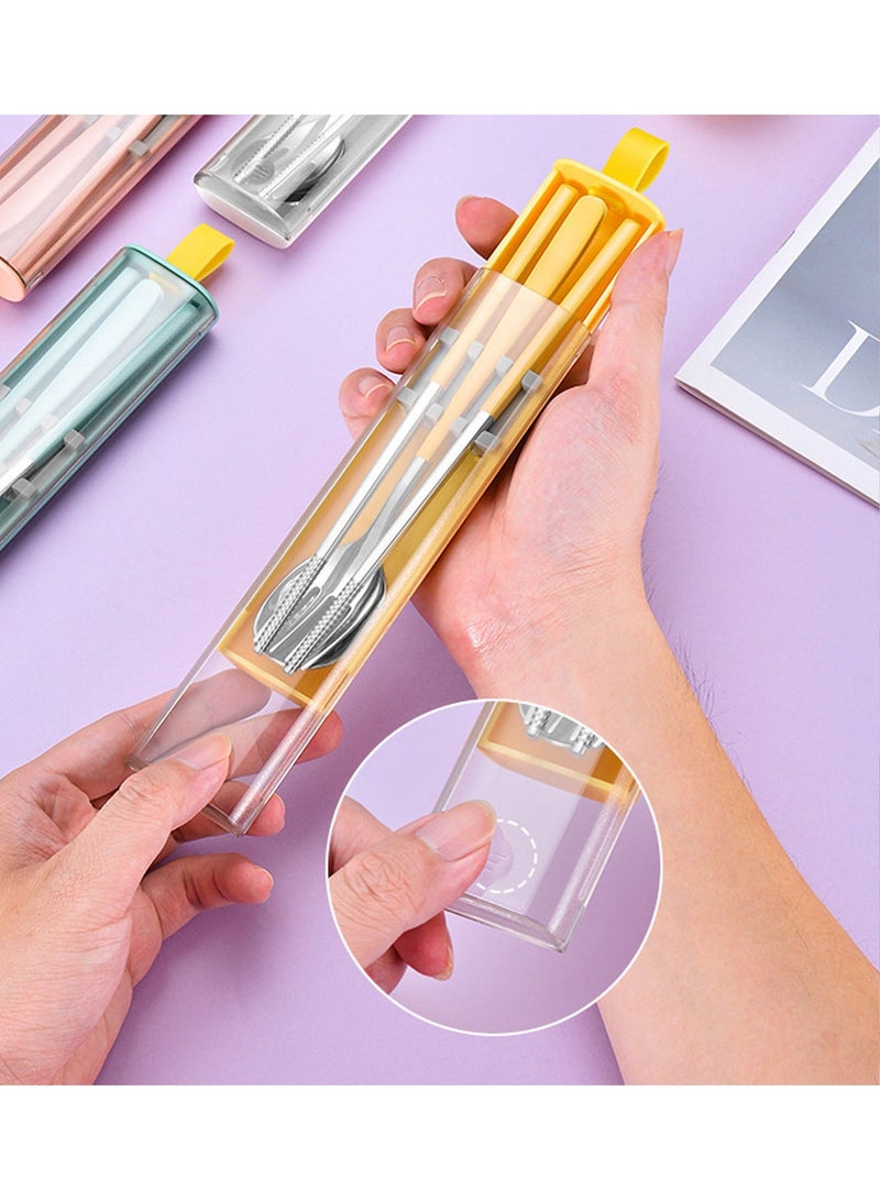 1 Set Travel Utensils Set Portable Utensils with Case Stainless Steel Cutlery Set Reusable Flatware Chopsticks Spoon Silverware Set Suitable for Camping and Travel - Image 5