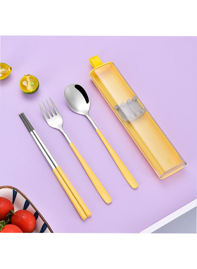 1 Set Travel Utensils Set Portable Utensils with Case Stainless Steel Cutlery Set Reusable Flatware Chopsticks Spoon Silverware Set Suitable for Camping and Travel - Image 2