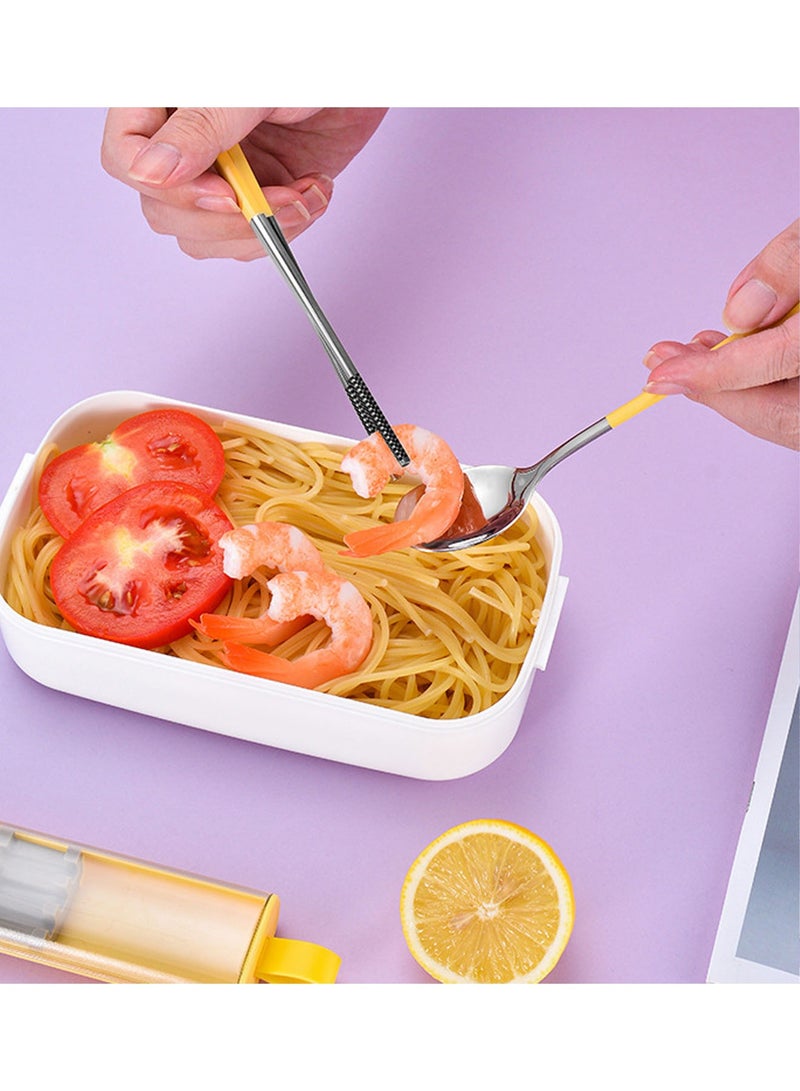 1 Set Travel Utensils Set Portable Utensils with Case Stainless Steel Cutlery Set Reusable Flatware Chopsticks Spoon Silverware Set Suitable for Camping and Travel - Image 4