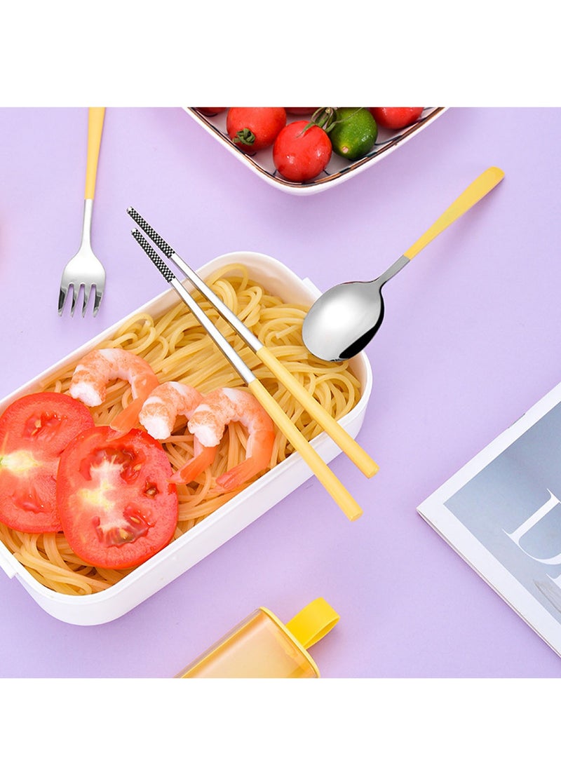 1 Set Travel Utensils Set Portable Utensils with Case Stainless Steel Cutlery Set Reusable Flatware Chopsticks Spoon Silverware Set Suitable for Camping and Travel - Image 3