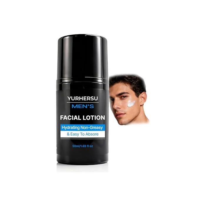 Facial Moisturizer for Men, Daily Face Lotion with Centella Extract and Sodium Hyaluronate, Hydrates, Nourishes, Restores & Soothes, Lightweight, Non-Greasy, Skin Care Moisturizer, 1.69 oz