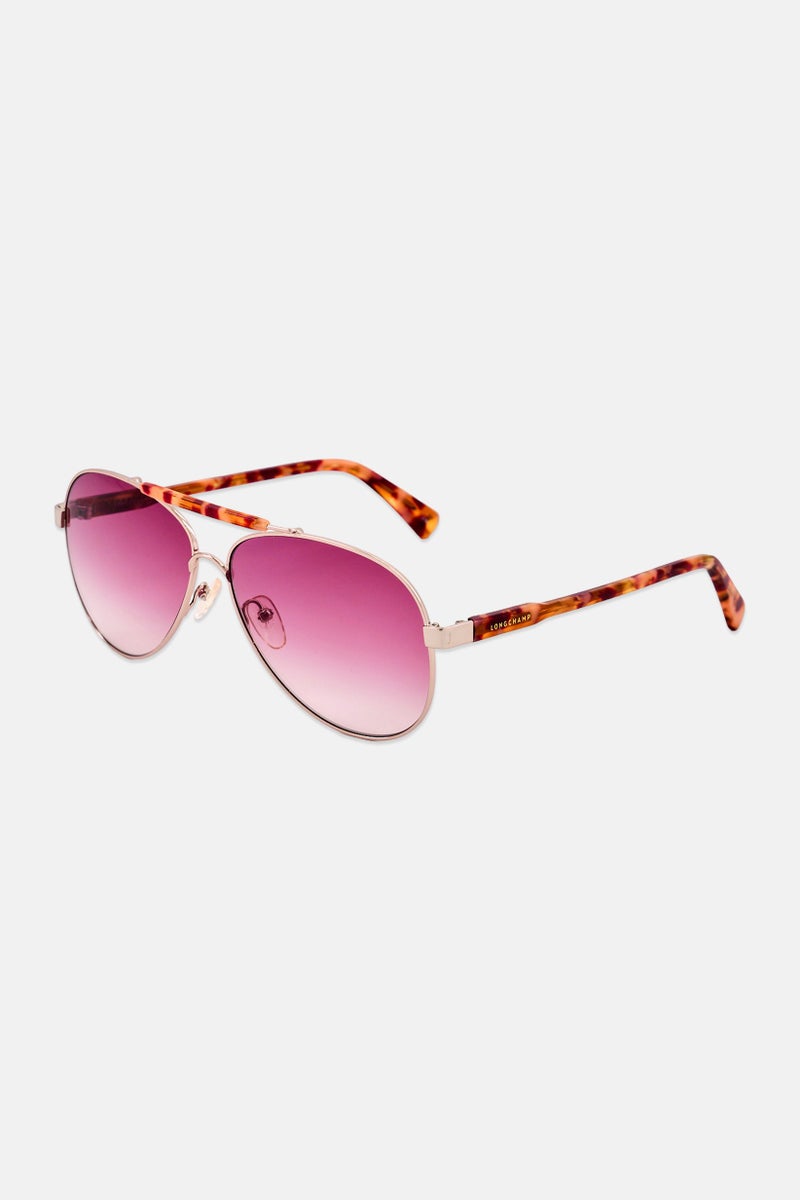 Longchamp Women LO109S Aviator Sunglasses, Gold - Image 3