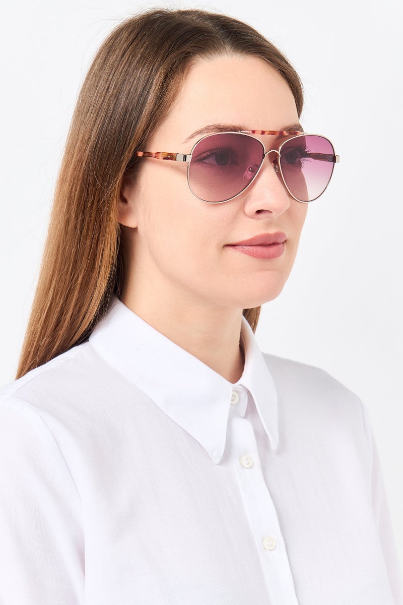 Longchamp Women LO109S Aviator Sunglasses, Gold - Image 2