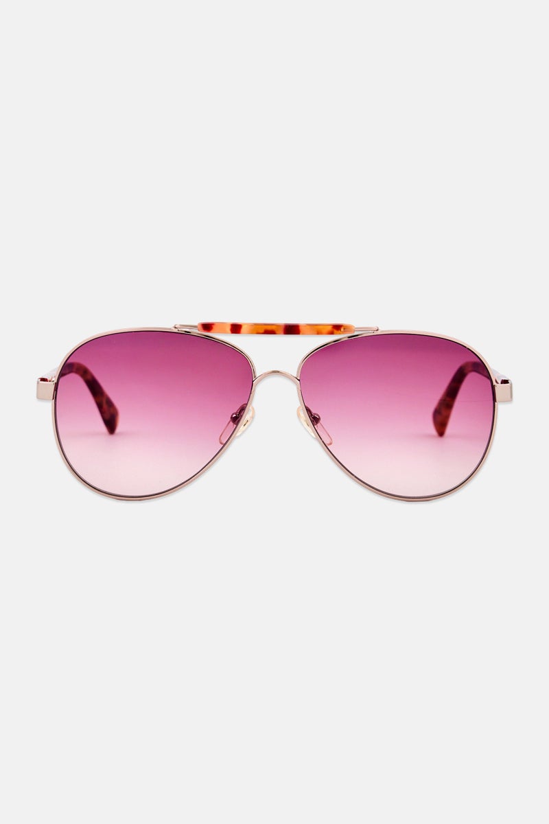 Longchamp Women LO109S Aviator Sunglasses, Gold - Image 1