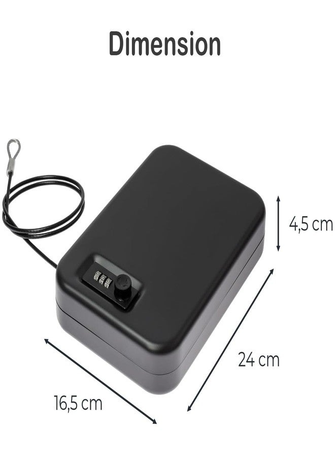 Techzere Portable Safe Locker Box with 3 Digit Combination Pin Access for Home, Office, Travel, Car, Steel Material, Black - Image 3