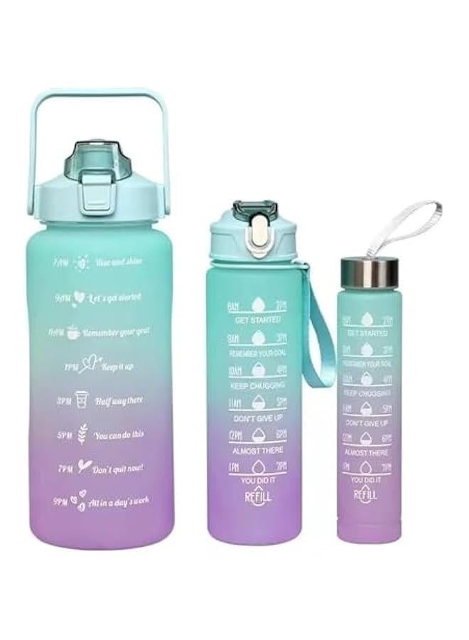 HOOKOR Sports Water Bottles Set of 3, Motivational Sports Water Bottle with Time Capacity Free Big Large Gym Cycling Water Bottle Cup Jug for Kids School Outdoor Fitness - Image 1