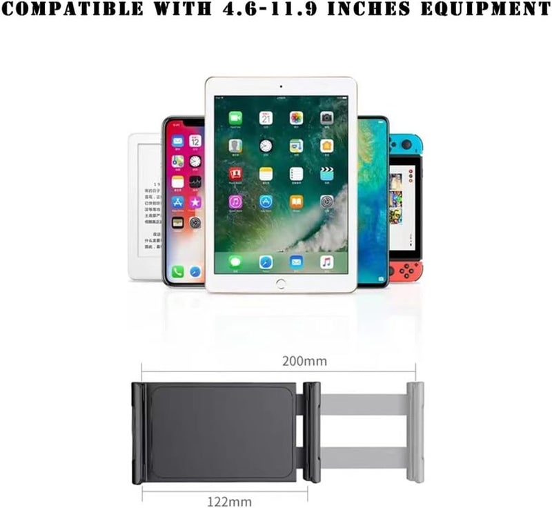 2 In 1 Tablet Stand Holder Adjustable For Bed Desk Phone Stand Holder Floor Stand For 4.6-11.9'' Ipad, Iphone, Samsung Galaxy Tablet Black - Image 5