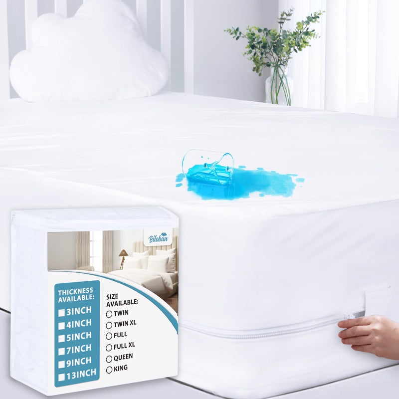 Twin Zippered Mattress Protector Waterproof 4579Inches Low Profile Mattress Encasement  Mattress Cover for Kids 6 Sides Wrapping Box Spring Cover Smooth  Breathable