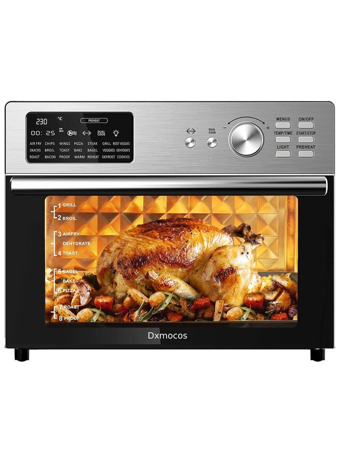 30L AIR FRYER TOASTER OVEN, STAINLESS STEEL AIR FRYER ROTISSERIE COMBO, 21 IN 1 COUNTERTOP OVENS, INNOVATIVE 360  AIR FRYING TECHNOLOGY, LARGE AIR FRYERS OVEN