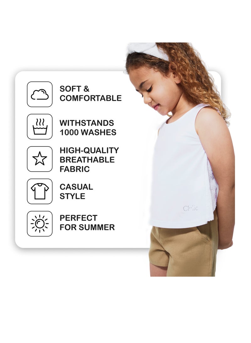 CANADA HOUSE Summer Comfort Brown Cotton Linen Shorts for Girls  - Image 4