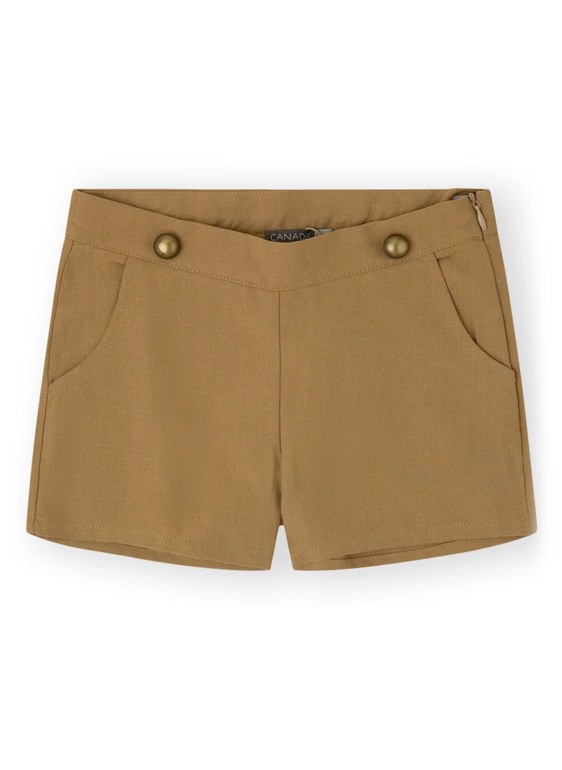 CANADA HOUSE Summer Comfort Brown Cotton Linen Shorts for Girls