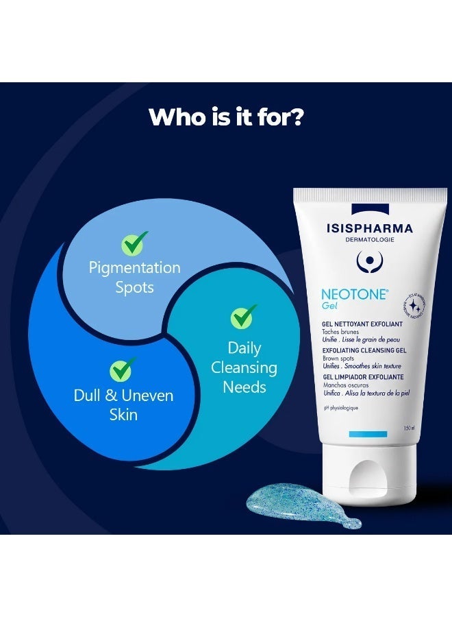 ISIS PHARMA ISISPHARMA Neotone Exfoliating Cleansing Gel for Dark Spots & Hyperpigmentation | Brightens and Evens Skin Tone with Glycolic Acid, Salicylic Acid & Licorice Extract | 150ml - Image 3