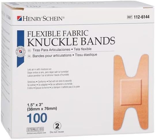 Henry Schein Sterile Fabric Knuckle Adhesive Bandages  First Aid Finger Bandages Wound Care Bandages Individual Wrapped 15x3 200 Count 2 Pack - Image 1