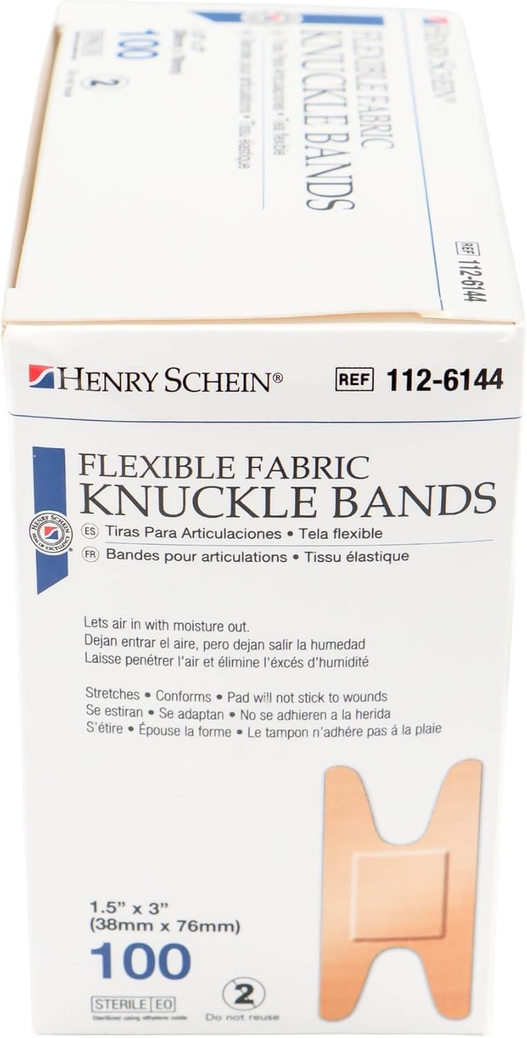Henry Schein Sterile Fabric Knuckle Adhesive Bandages  First Aid Finger Bandages Wound Care Bandages Individual Wrapped 15x3 200 Count 2 Pack - Image 5