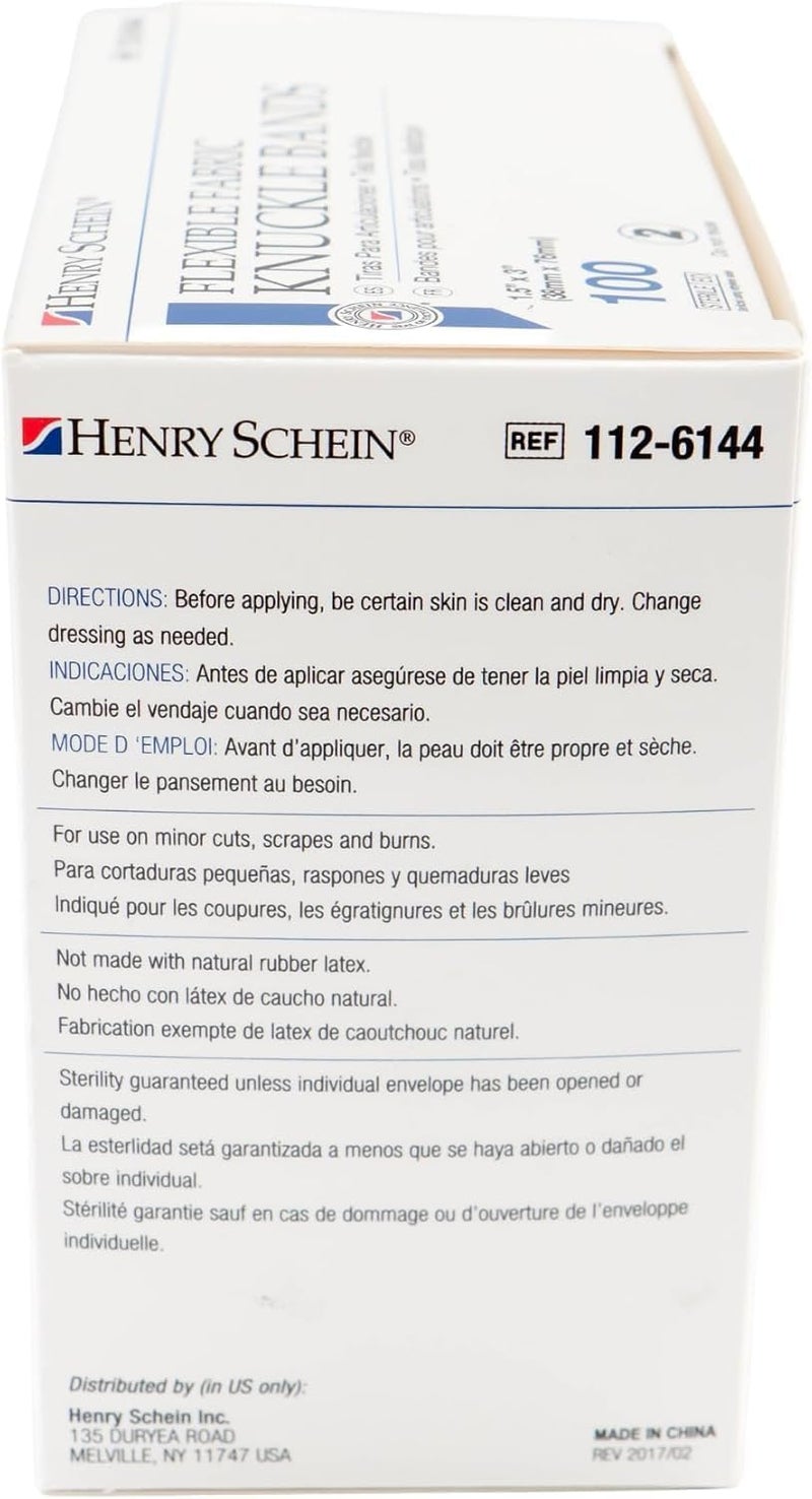 Henry Schein Sterile Fabric Knuckle Adhesive Bandages  First Aid Finger Bandages Wound Care Bandages Individual Wrapped 15x3 200 Count 2 Pack - Image 4