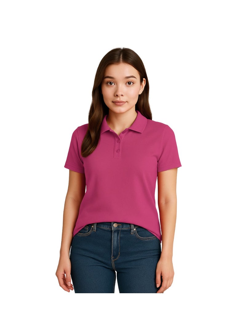 PRINTSHOP4ME Basic Adult Unisex Polo Short Sleeve Tshirt 220 Gsm Pink - Image 2