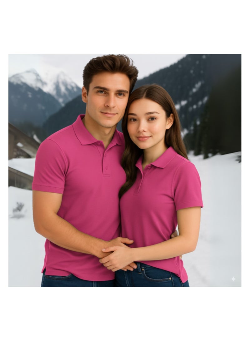 PRINTSHOP4ME Basic Adult Unisex Polo Short Sleeve Tshirt 220 Gsm Pink - Image 3