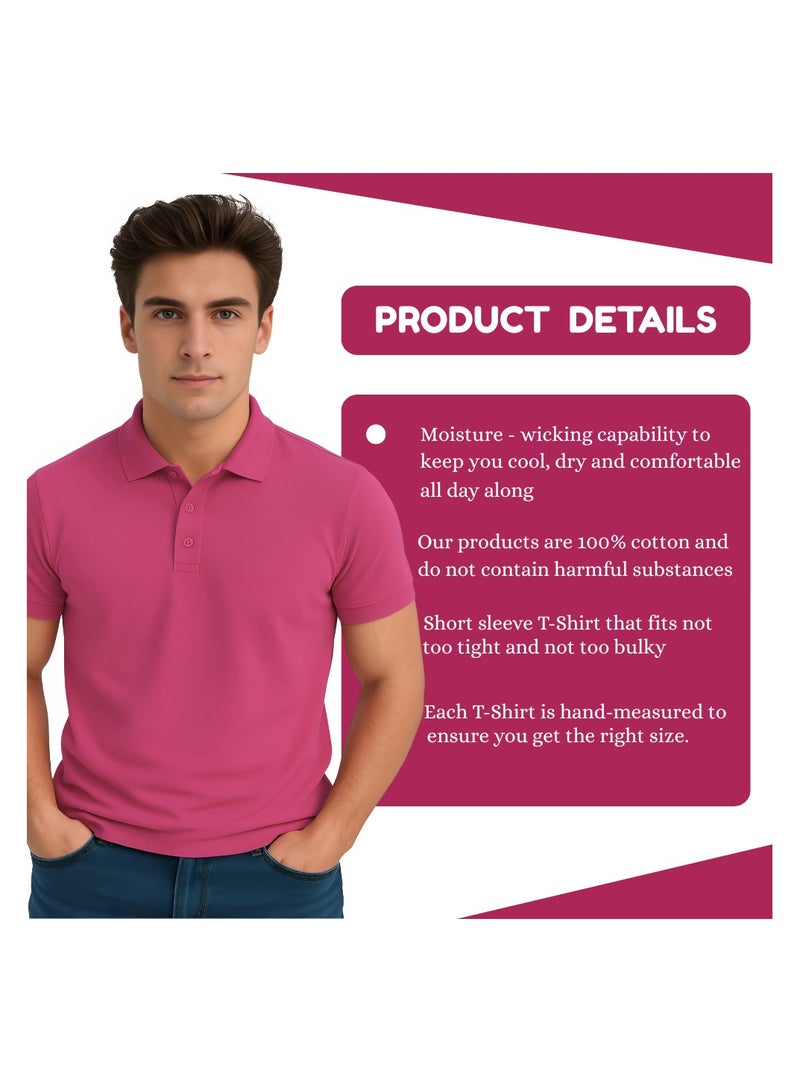 PRINTSHOP4ME Basic Adult Unisex Polo Short Sleeve Tshirt 220 Gsm Pink - Image 4