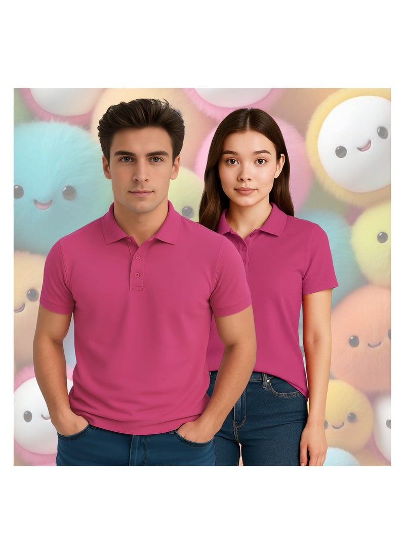 PRINTSHOP4ME Basic Adult Unisex Polo Short Sleeve Tshirt 220 Gsm Pink - Image 5