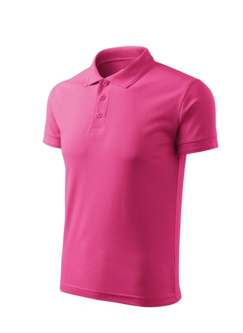 PRINTSHOP4ME Basic Adult Unisex Polo Short Sleeve Tshirt 220 Gsm Pink  - Image 3