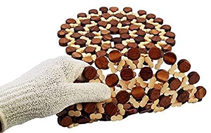 RIGJAK Flower Design Wooden Coaster Place Mat Round Shape Hot Pot Holder Bamboo Heat Insulation Pad for Kitchen Countertop Dinning Table Accessories Serveware Rest Office Home Pack of 4 - Image 3