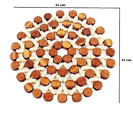 RIGJAK Flower Design Wooden Coaster Place Mat Round Shape Hot Pot Holder Bamboo Heat Insulation Pad for Kitchen Countertop Dinning Table Accessories Serveware Rest Office Home Pack of 4 - Image 2