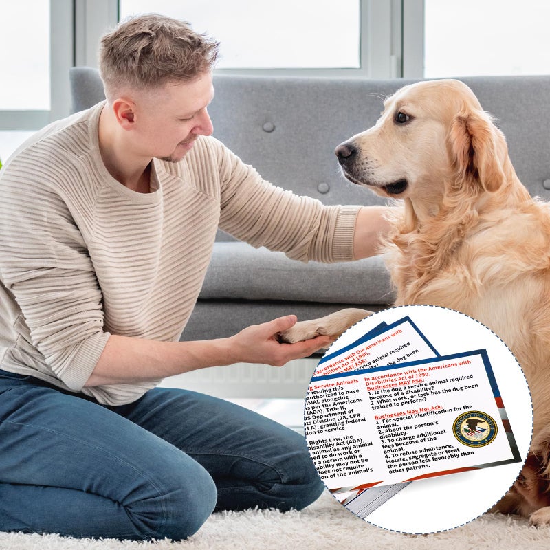 PEUTIER 50pcs Service Dog Law Cards, ADA Service Animal Id Badge Gear Stuff Information Cards Tag Registration Certificate Print on Both Sides States Handler's Legal Rights to Uninformed Business Personnel - Image 5