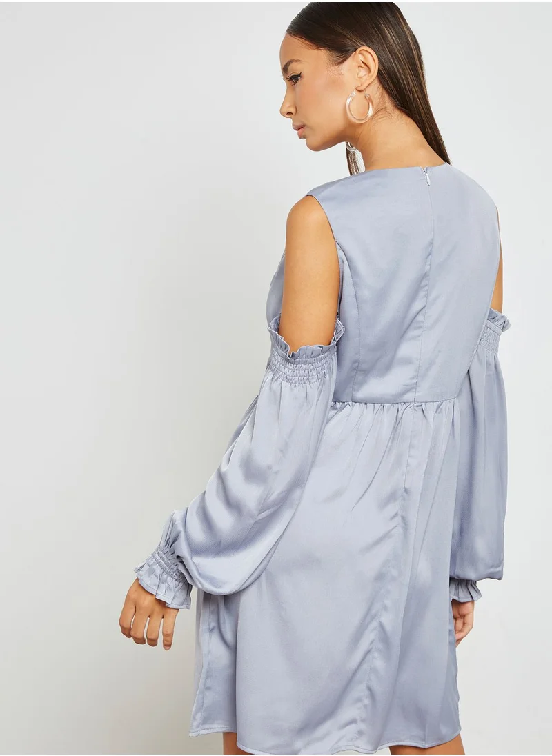 LOST INK Cold Shoulder Bow Front Shift Dress