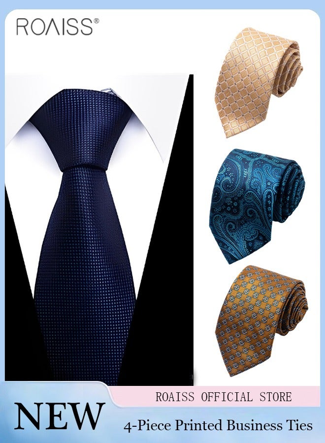 4-Piece Men's Business Suit Tie Set Polyester Material Printing Design Exquisite Craftsmanship Banquet Wedding Groom's Tie Suit Fashion Daily Tie