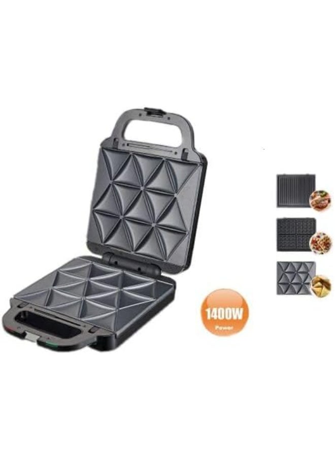 Sokany 3-in-1 Multi-Functional Sandwich Maker, Large Size, 1400 Watt, Black - SK-08064